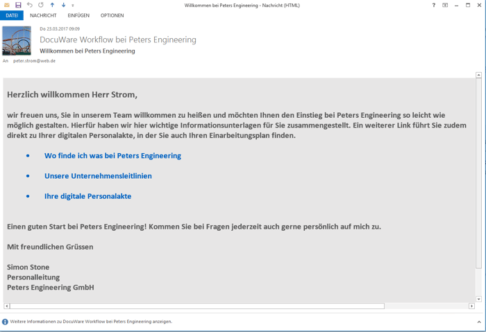 Gut informiert mit dem neuen Job starten: Mit DocuWare stellen Sie neuen Mitarbeitern wichtige Informationen einfach per Link zur Verfügung. Gut informiert mit dem neuen Job starten: Mit DocuWare stellen Sie neuen Mitarbeitern wichtige Informationen einfach per Link zur Verfügung.
